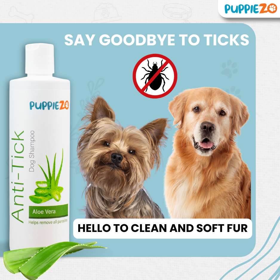 Puppiezo Anti-Tick Flea Dog Shampoo Kills Repels Ticks