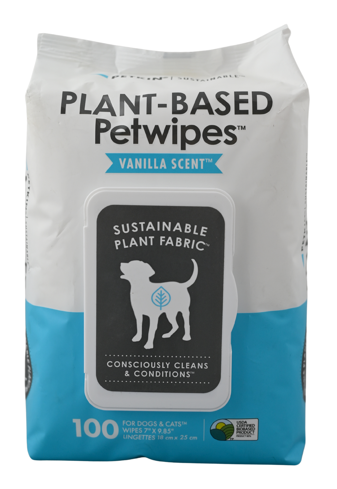 Petkin Plant-Based Petwipes Vanilla Scent, 100 Wipes