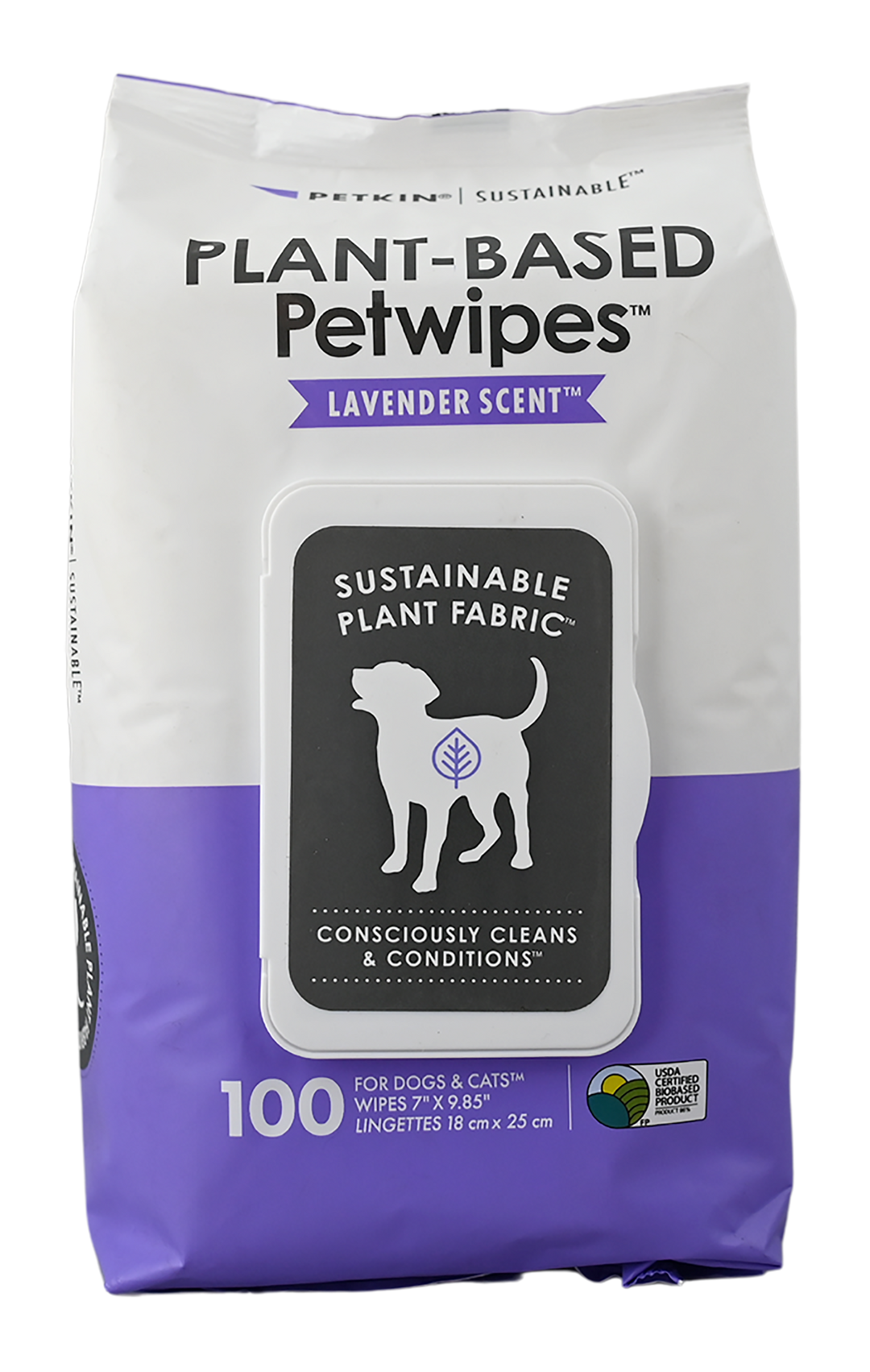 Petkin Plant-Based Petwipes Lavander Scent, 100 Wipes