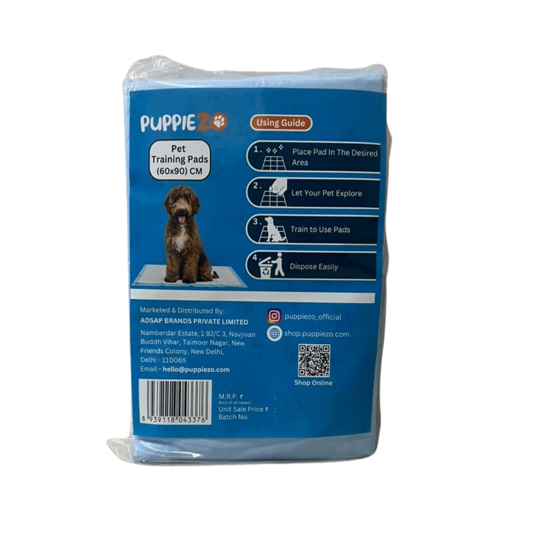 Puppiezo Pet Training Pads – Leak Proof, Super Absorbent | 60x90 CM (10 Pcs)