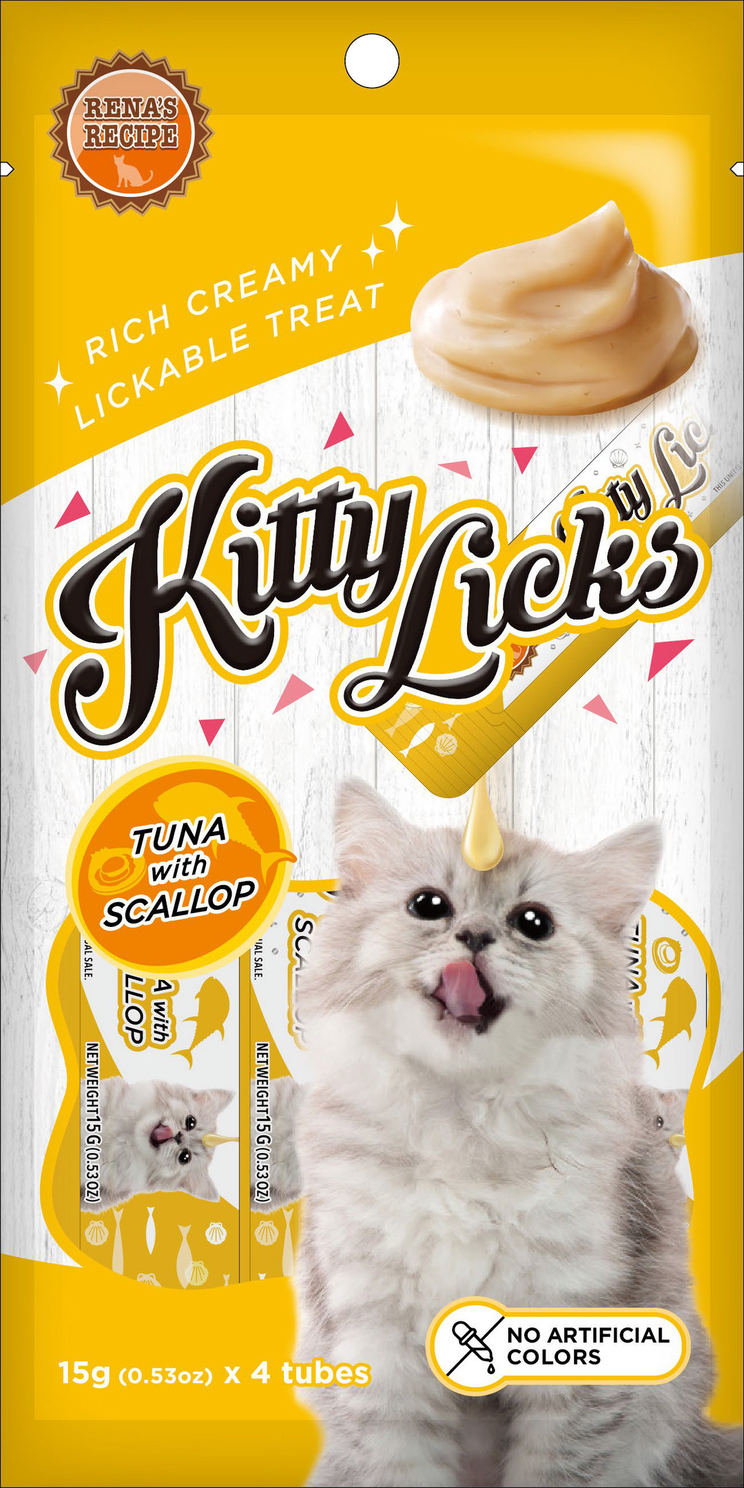 Rena Kitty Licks Tuna with Scallop Flavor Pack of 4 Tubes