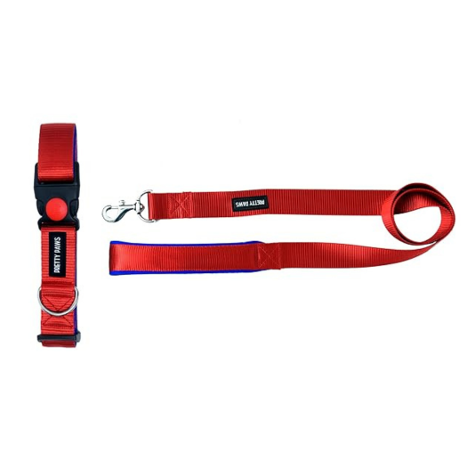 Pretty Paws Solid Red Collar & Leash Set for Dogs