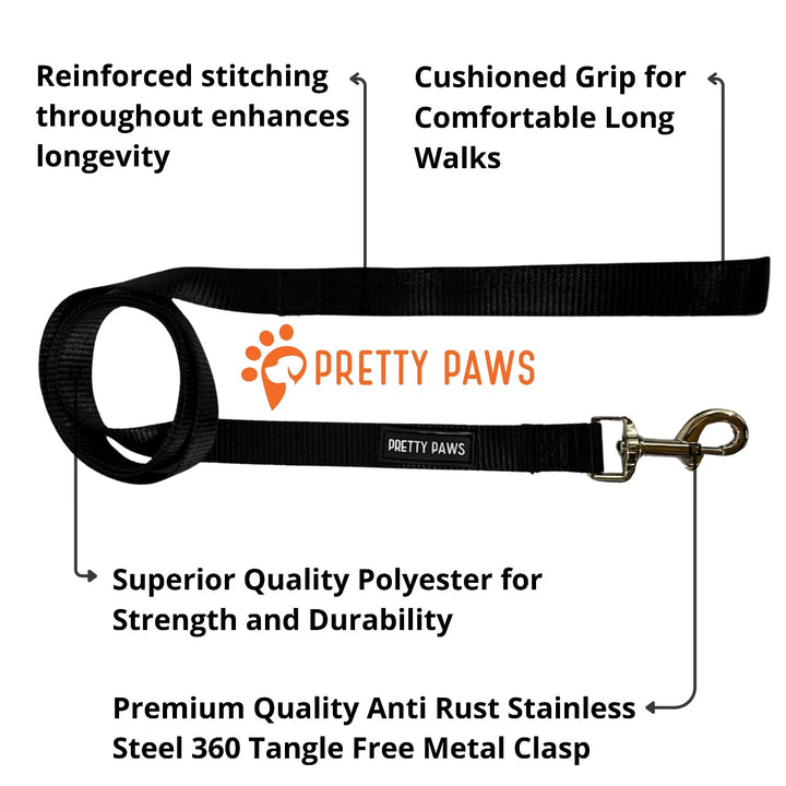 Pretty Paws Solid Black Collar & Leash Set for Dogs