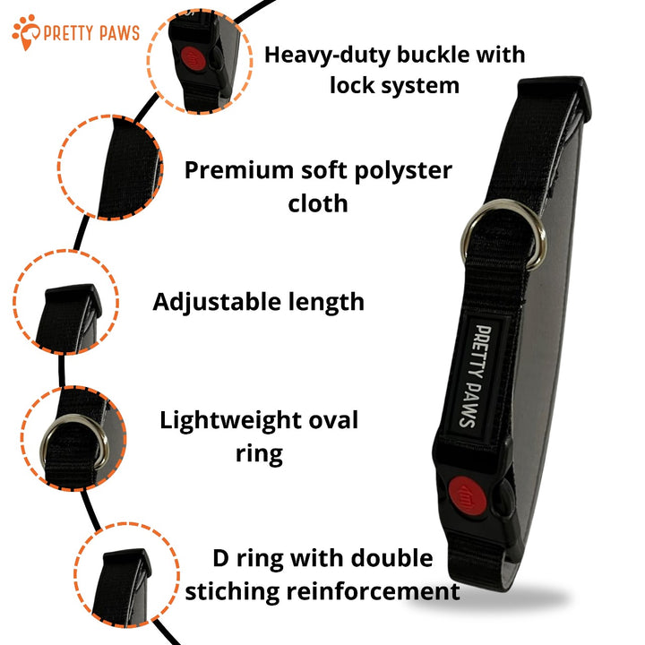 Pretty Paws Solid Black Collar & Leash Set for Dogs
