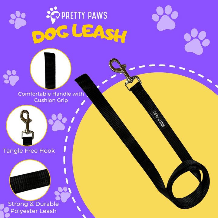 Pretty Paws Solid Black Collar & Leash Set for Dogs