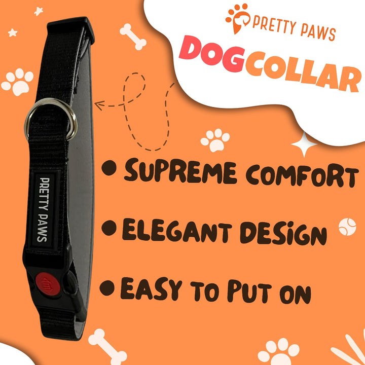 Pretty Paws Solid Black Collar & Leash Set for Dogs