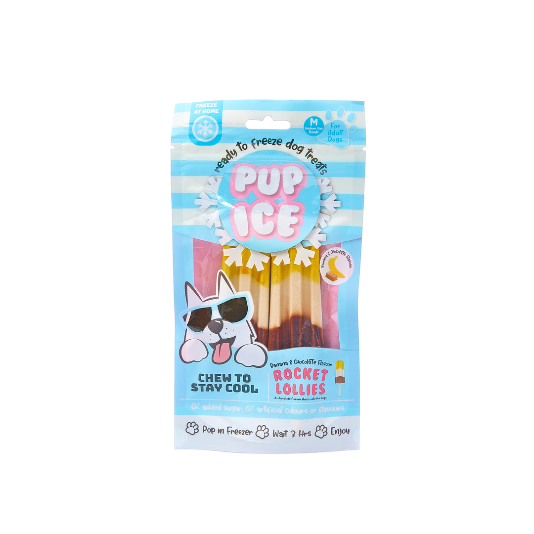 Pup Ice Rocket Lollies, Banana & Chocolate Flavour, 2 Pcs 90g