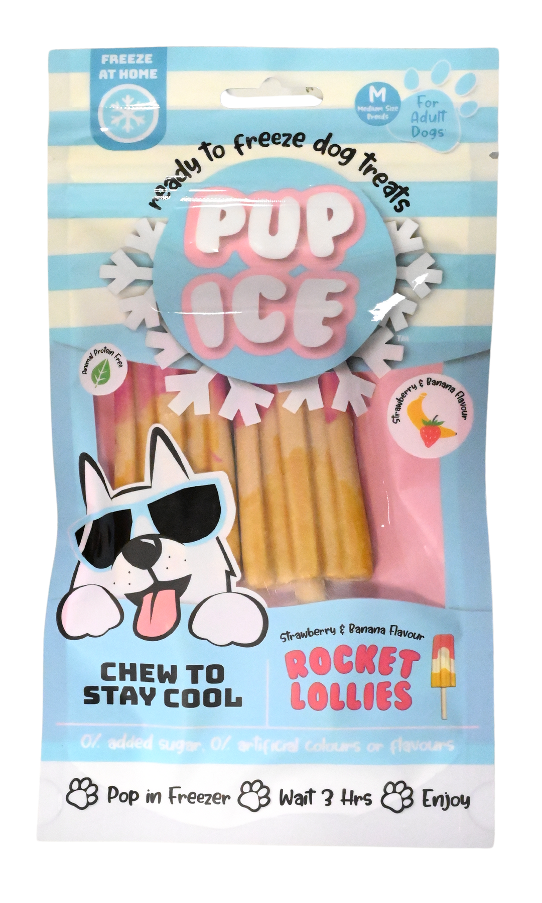 Pup Ice Meat Free Rocket Lollies Strawberry And Banana, 2 Pcs 90g