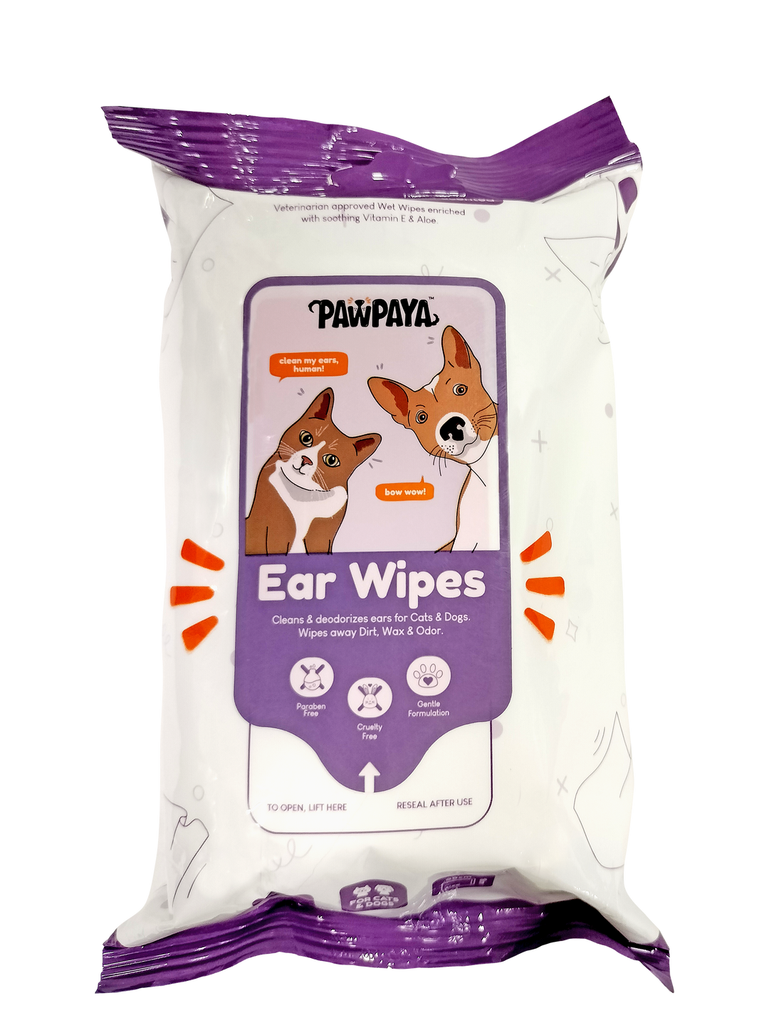 Pawpaya Ear Wipes 25 Wipes, 20 x 18cm