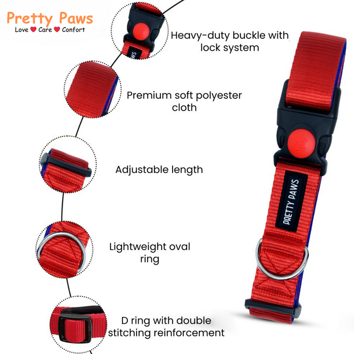 Pretty Paws Solid Red Dog Collar