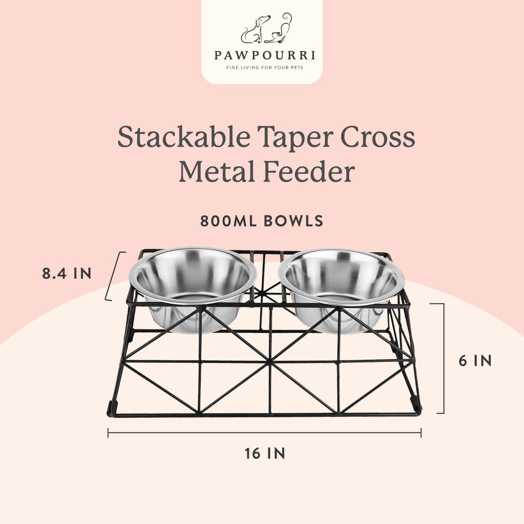 Pawpourri Stackable Taper Cross Metal Feeder