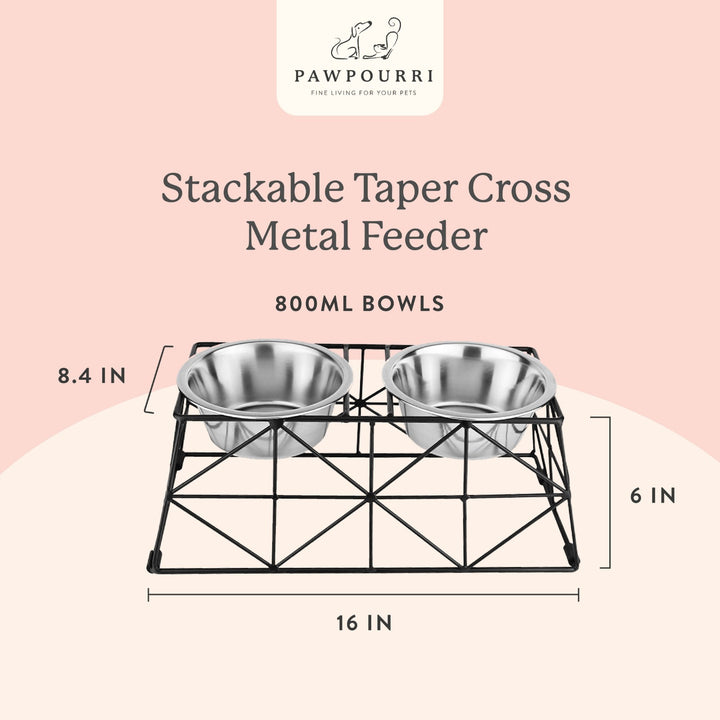 Pawpourri Stackable Taper Cross Metal Feeder